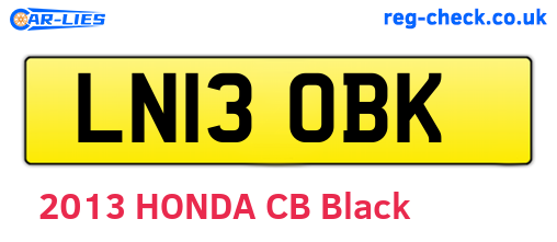 LN13OBK are the vehicle registration plates.