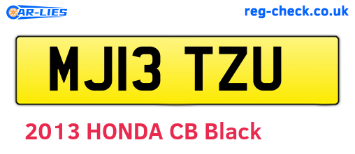 MJ13TZU are the vehicle registration plates.