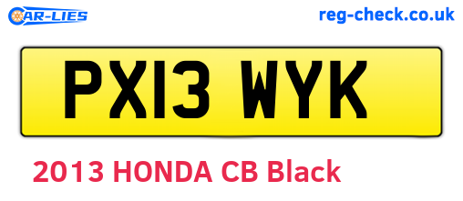 PX13WYK are the vehicle registration plates.