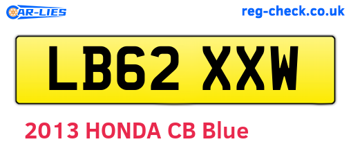 LB62XXW are the vehicle registration plates.