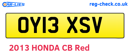 OY13XSV are the vehicle registration plates.