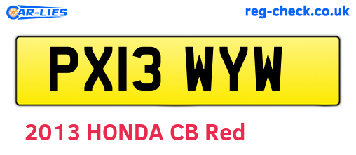 PX13WYW are the vehicle registration plates.