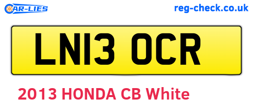 LN13OCR are the vehicle registration plates.