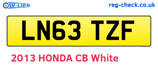 LN63TZF are the vehicle registration plates.