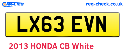LX63EVN are the vehicle registration plates.