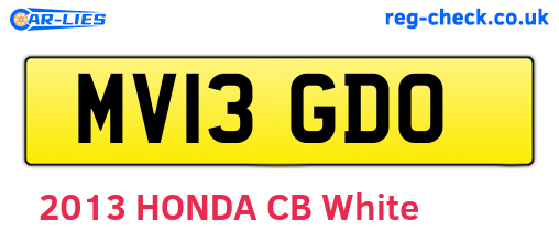 MV13GDO are the vehicle registration plates.