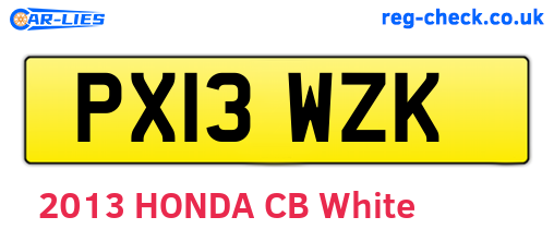 PX13WZK are the vehicle registration plates.