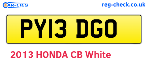 PY13DGO are the vehicle registration plates.