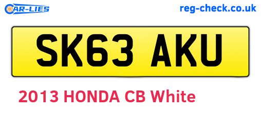 SK63AKU are the vehicle registration plates.