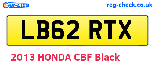 LB62RTX are the vehicle registration plates.