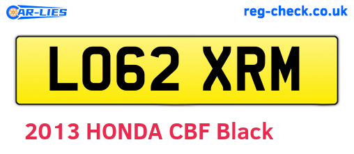 LO62XRM are the vehicle registration plates.