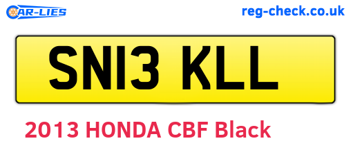 SN13KLL are the vehicle registration plates.