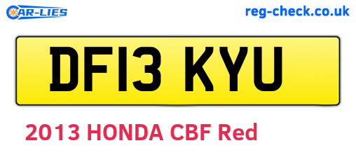 DF13KYU are the vehicle registration plates.
