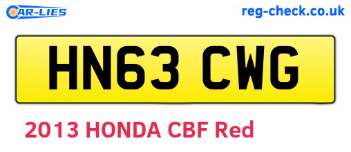 HN63CWG are the vehicle registration plates.