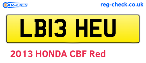 LB13HEU are the vehicle registration plates.