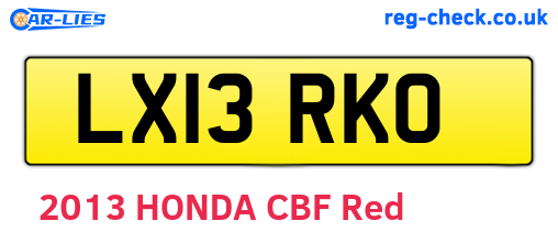 LX13RKO are the vehicle registration plates.