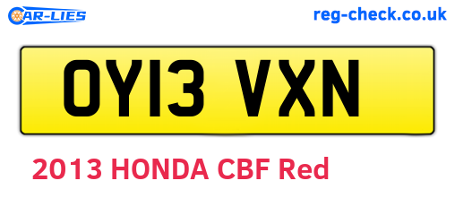 OY13VXN are the vehicle registration plates.