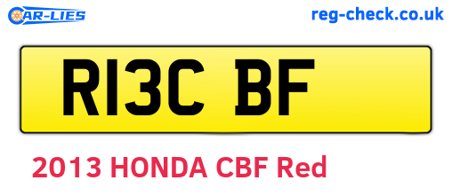 R13CBF are the vehicle registration plates.