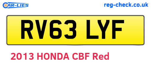 RV63LYF are the vehicle registration plates.