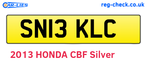 SN13KLC are the vehicle registration plates.