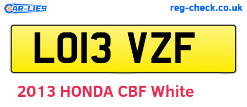 LO13VZF are the vehicle registration plates.