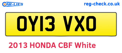 OY13VXO are the vehicle registration plates.
