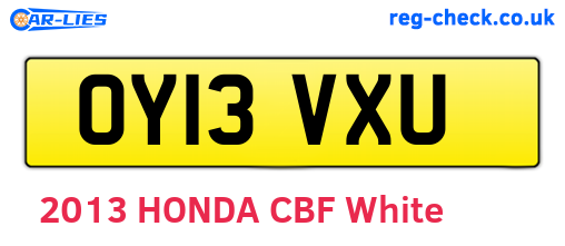 OY13VXU are the vehicle registration plates.