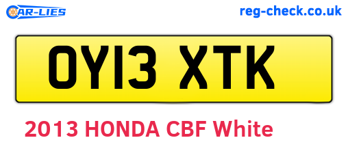 OY13XTK are the vehicle registration plates.