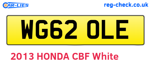 WG62OLE are the vehicle registration plates.