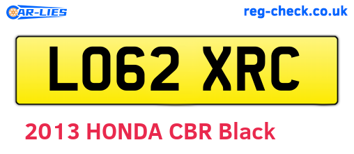 LO62XRC are the vehicle registration plates.