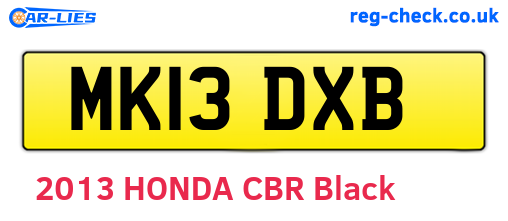 MK13DXB are the vehicle registration plates.