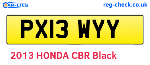PX13WYY are the vehicle registration plates.
