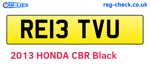 RE13TVU are the vehicle registration plates.
