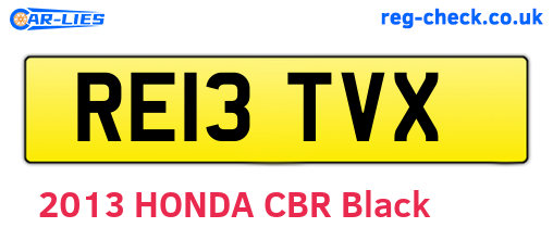 RE13TVX are the vehicle registration plates.