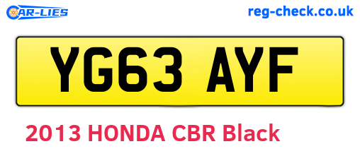YG63AYF are the vehicle registration plates.