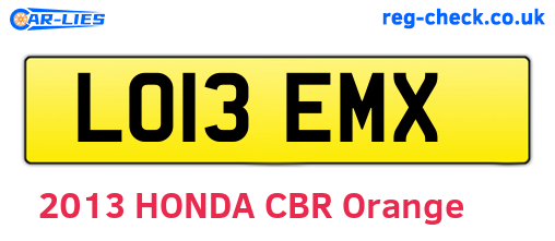 LO13EMX are the vehicle registration plates.