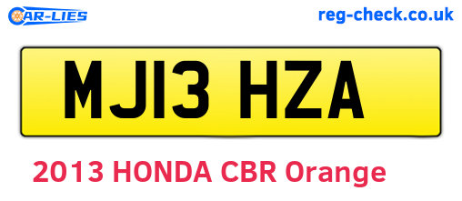 MJ13HZA are the vehicle registration plates.