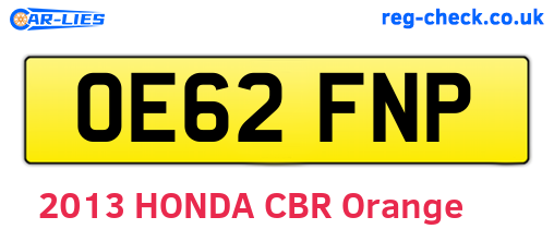 OE62FNP are the vehicle registration plates.