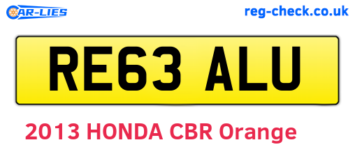 RE63ALU are the vehicle registration plates.