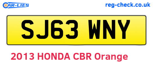 SJ63WNY are the vehicle registration plates.