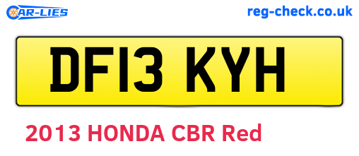 DF13KYH are the vehicle registration plates.