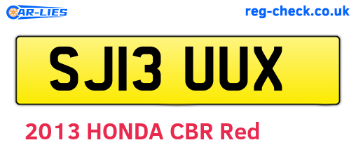 SJ13UUX are the vehicle registration plates.
