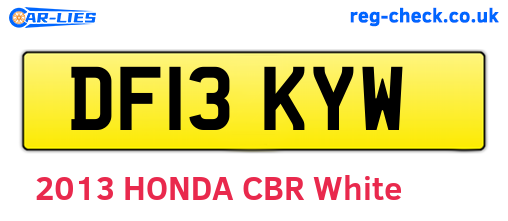 DF13KYW are the vehicle registration plates.
