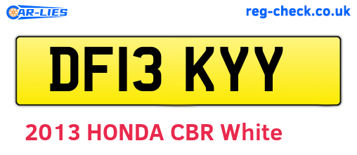 DF13KYY are the vehicle registration plates.