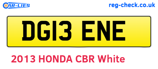 DG13ENE are the vehicle registration plates.
