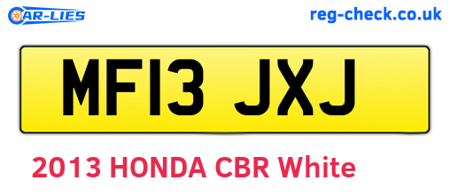 MF13JXJ are the vehicle registration plates.