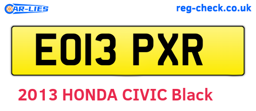 EO13PXR are the vehicle registration plates.