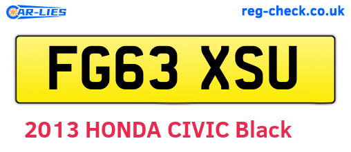 FG63XSU are the vehicle registration plates.