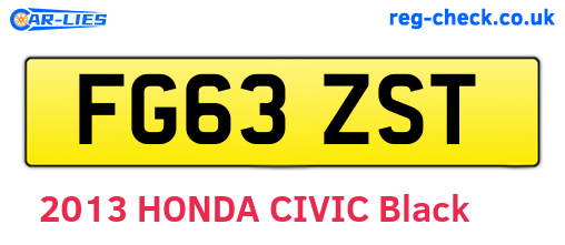 FG63ZST are the vehicle registration plates.