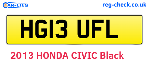 HG13UFL are the vehicle registration plates.